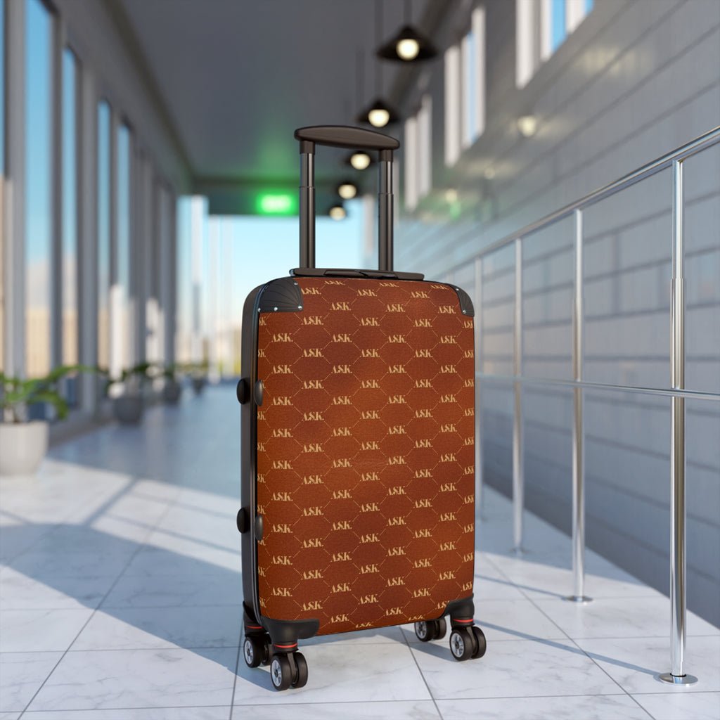 Monogrammed Brown Pattern Carry-On Suitcase — Luxury Travel Luggage
