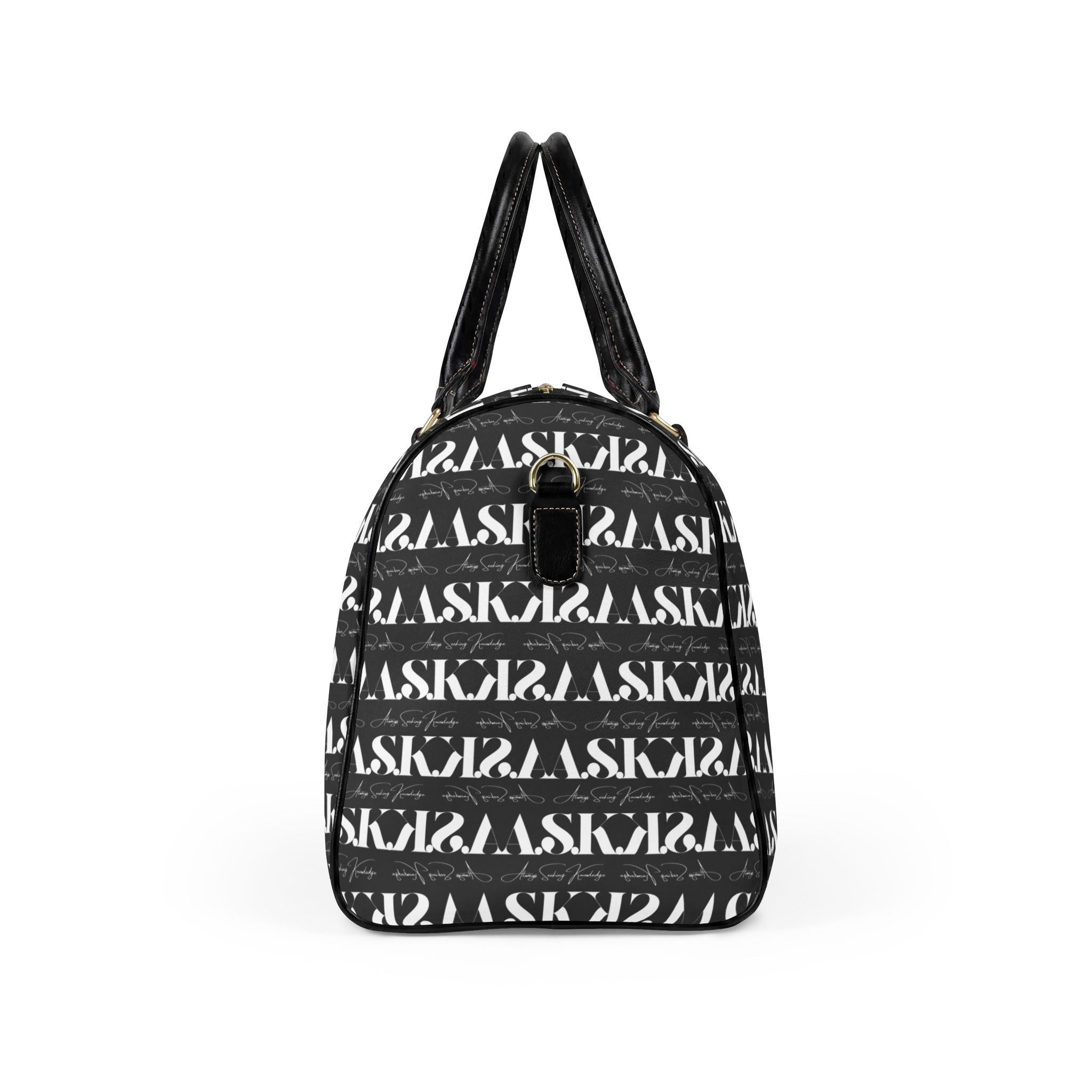 Monogram Stripe Faux Leather Travel Duffle Bag