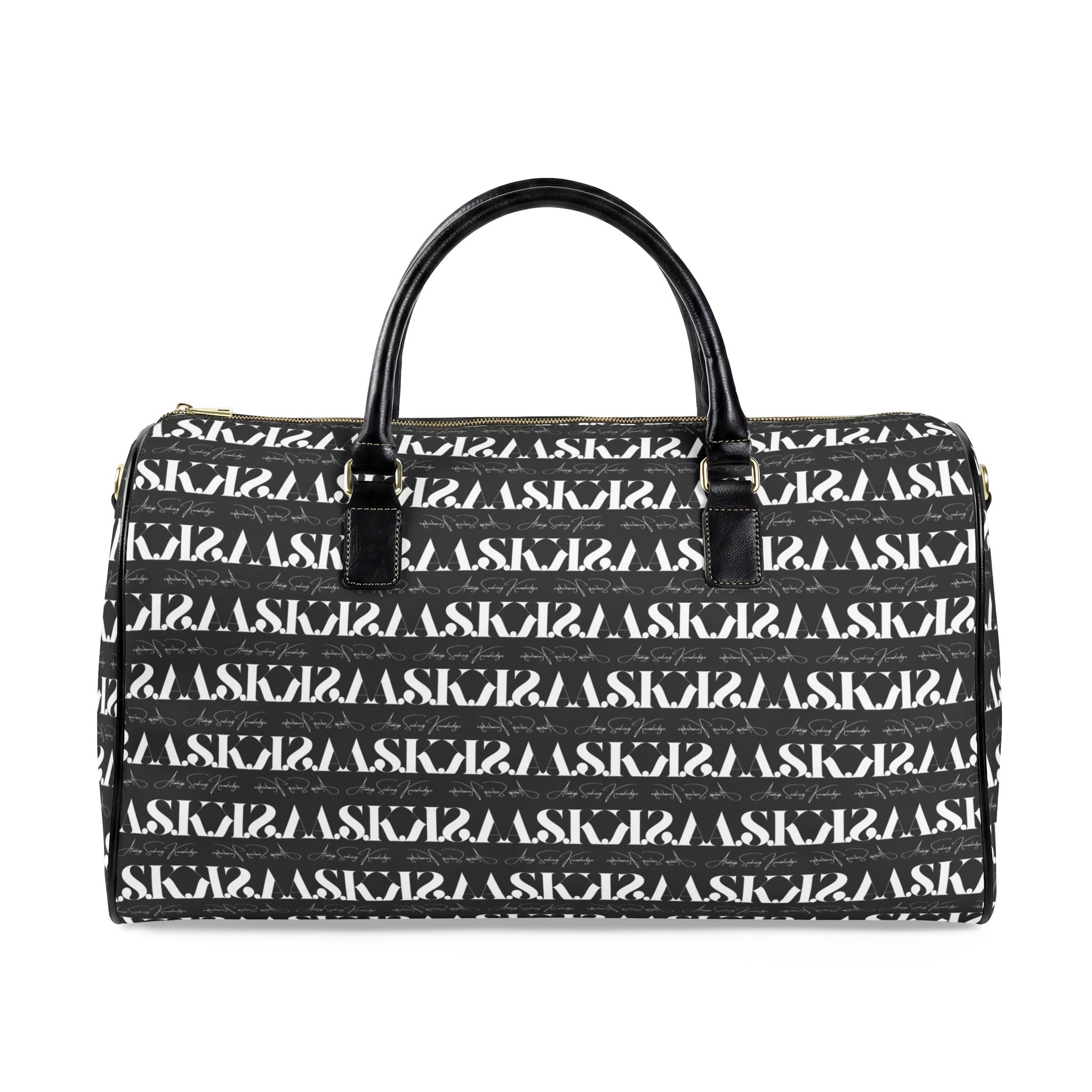 Monogram Stripe Faux Leather Travel Duffle Bag