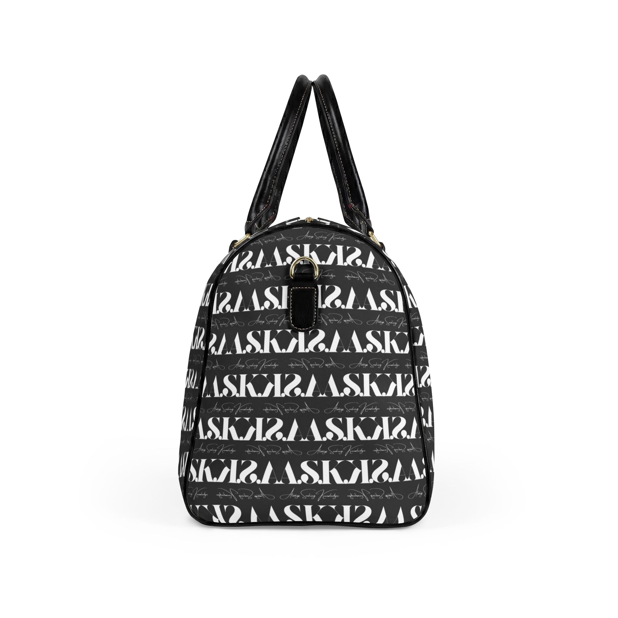 Monogram Stripe Faux Leather Travel Duffle Bag