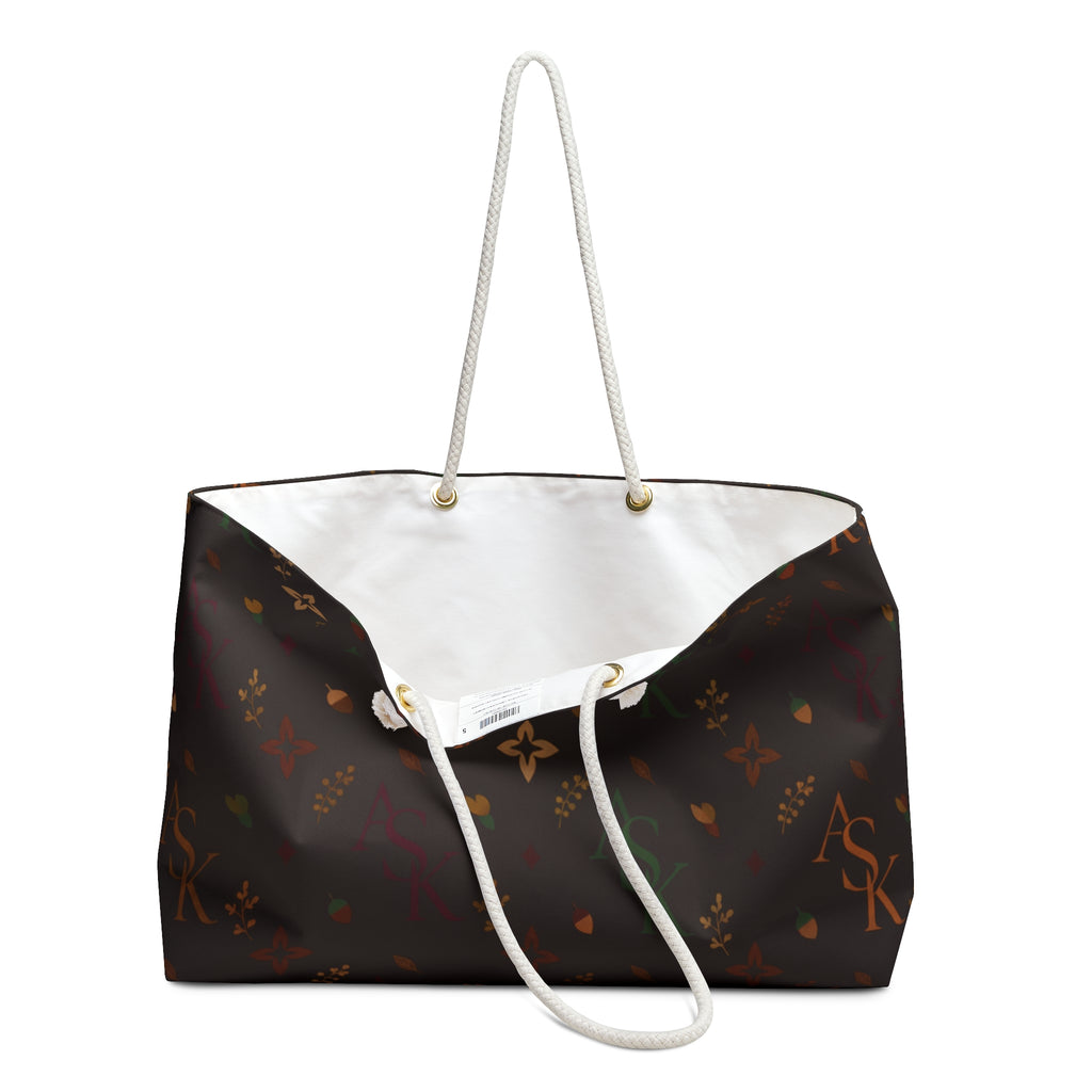 Monogrammed Brown Luxe Weekender Bag — Classic Travel Tote with Rope Handles