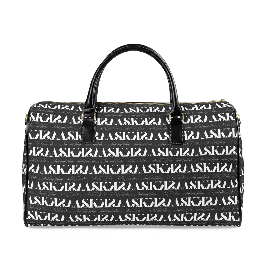 Monogram Stripe Faux Leather Travel Duffle Bag