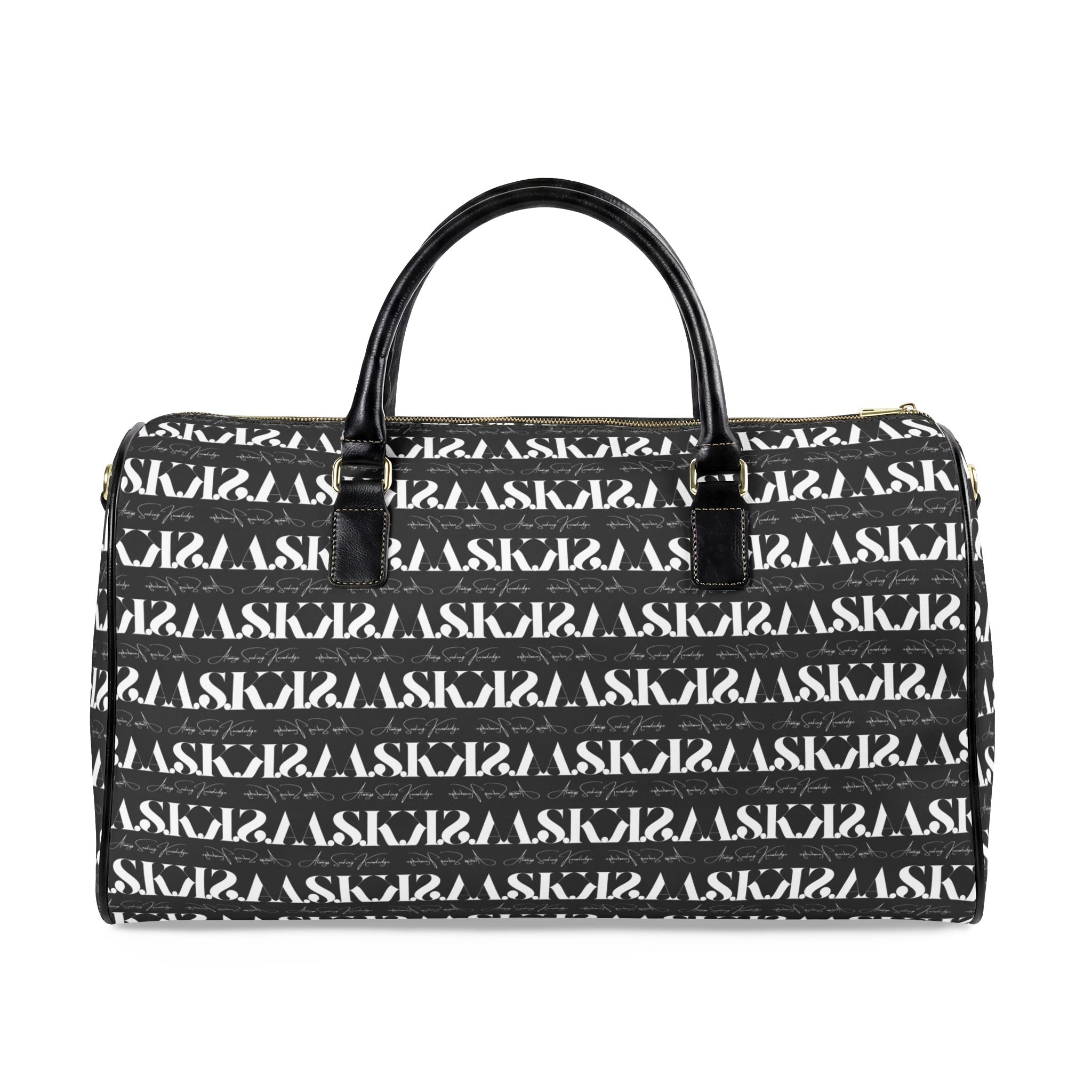 Monogram Stripe Faux Leather Travel Duffle Bag