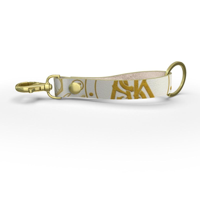 A.S.K. Strap Keychain WHITE AND GOLD
