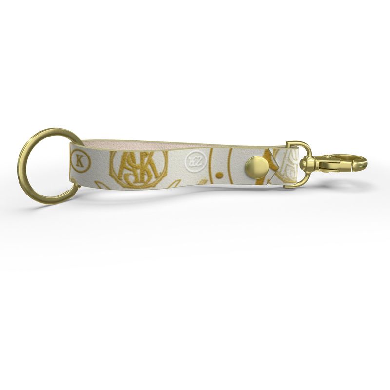 A.S.K. Strap Keychain WHITE AND GOLD