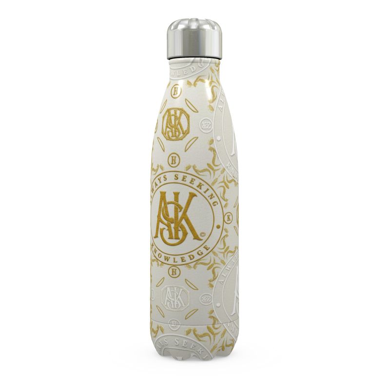 A.S.K. Stainless Steel Thermal Bottle WHITE AND GOLD