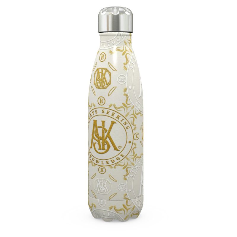 A.S.K. Stainless Steel Thermal Bottle WHITE AND GOLD