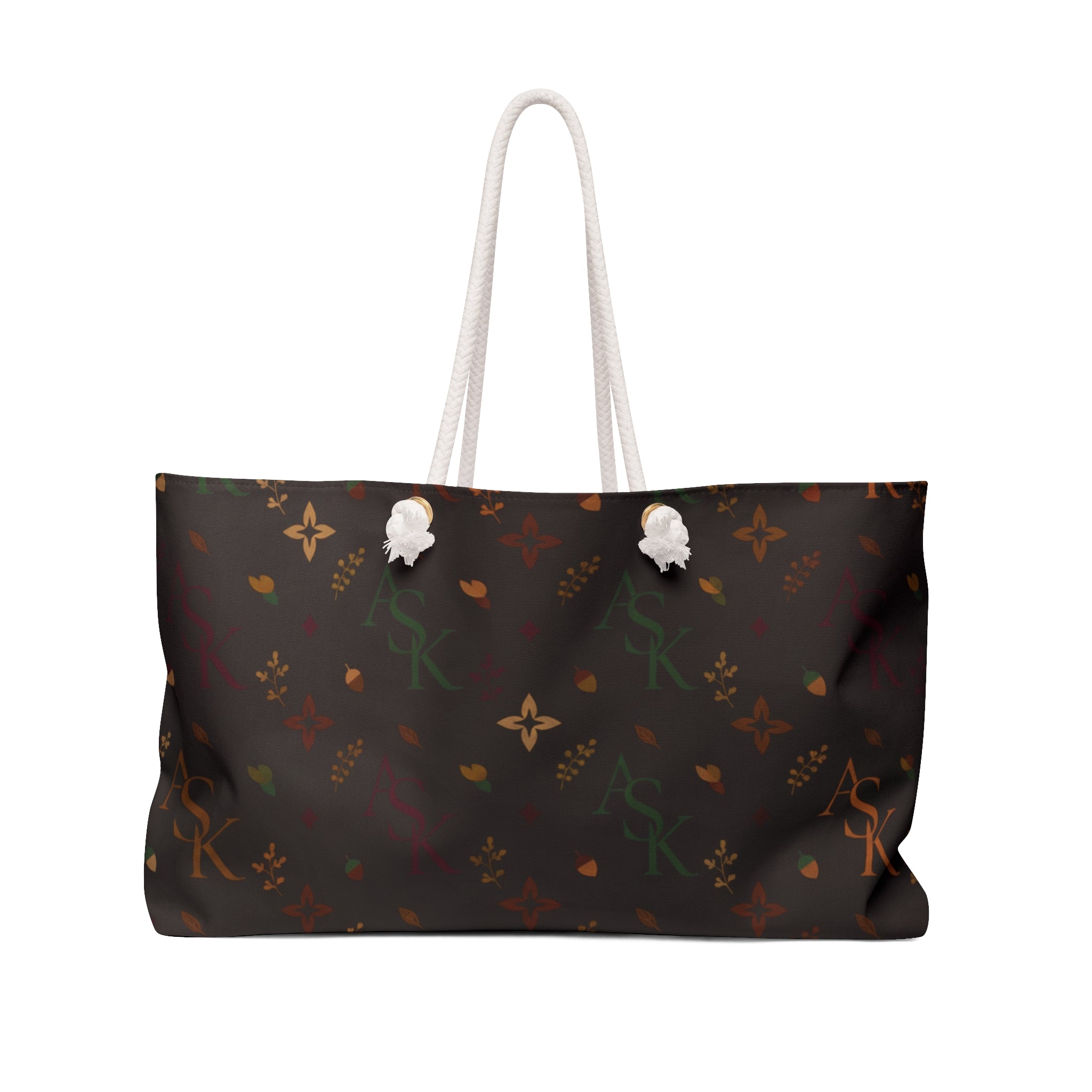 Monogrammed Brown Luxe Weekender Bag — Classic Travel Tote with Rope Handles