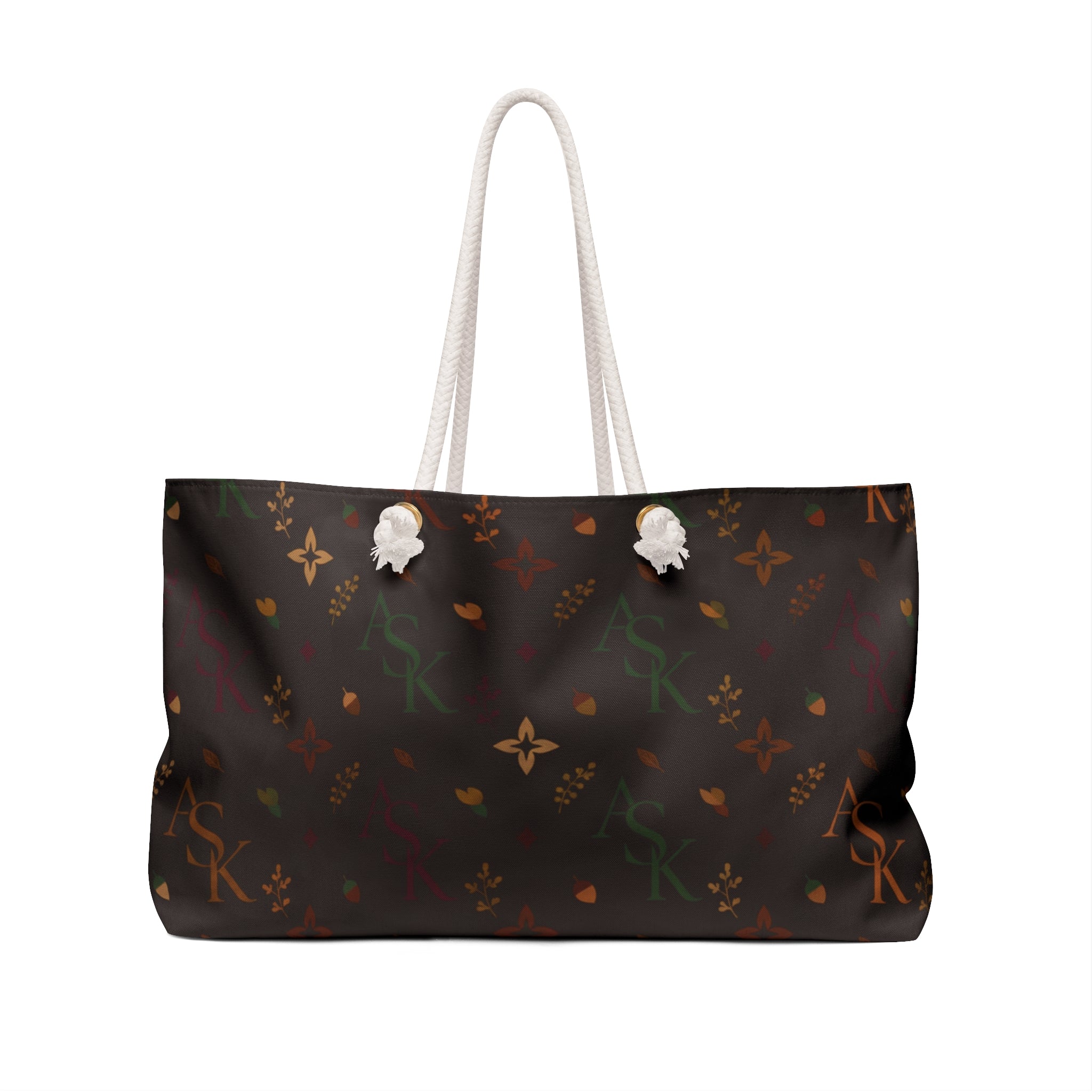 Monogrammed Brown Luxe Weekender Bag — Classic Travel Tote with Rope Handles